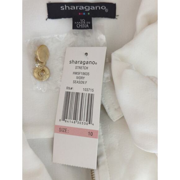 Sharagano Ivory Sheath Pocket Half Zip Career Office Dress size 10 NWT - Picture 9 of 10